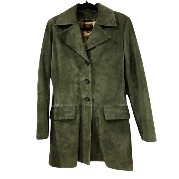 [s] DANIER Vintage Olive Suede Coat w/ Zip-Out Liner – Women’s Small like new - Picture 4 of 10